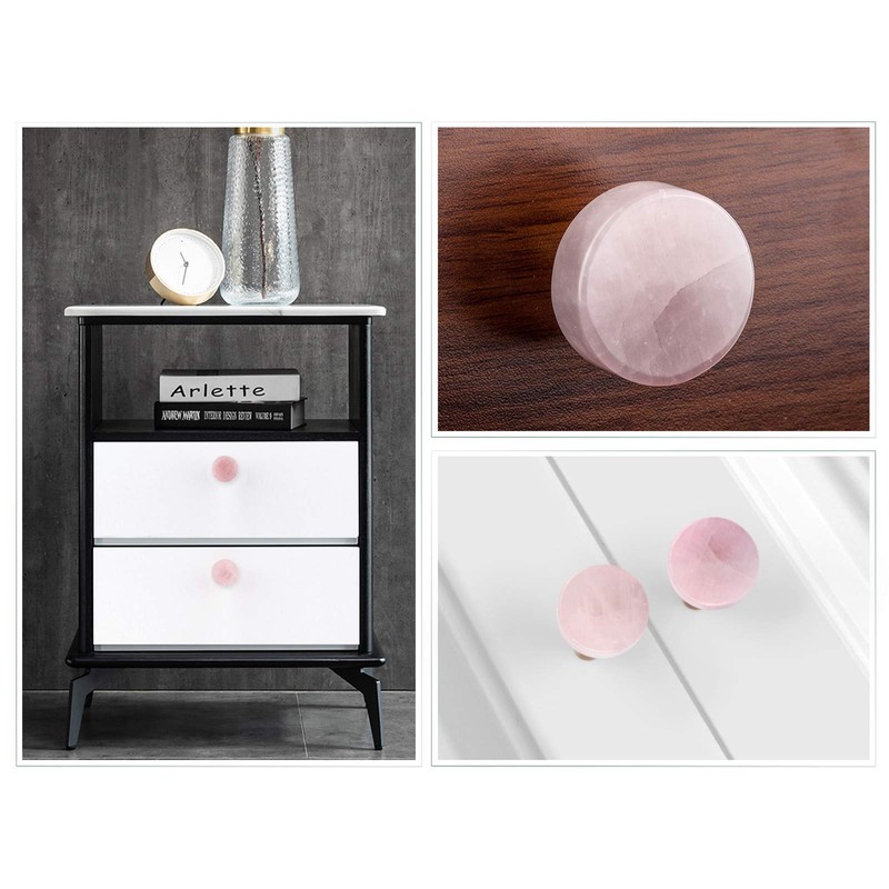 mookaitedecor Set of 4 Rose Quartz Drawer Knobs with Screws,