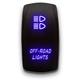 Off Road Lights - Blue - Laser Etched Toggle Switch 20A 12V - Vertical Rocker Switch 5-Pin DPST