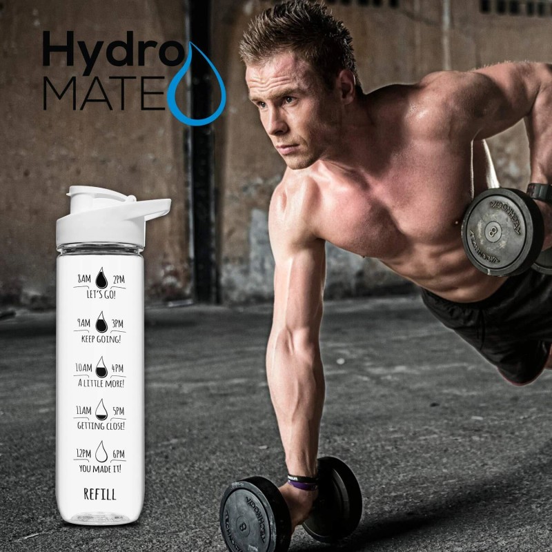 NatureWorks HydroMATE 32oz Motivational Water Bottle (White)