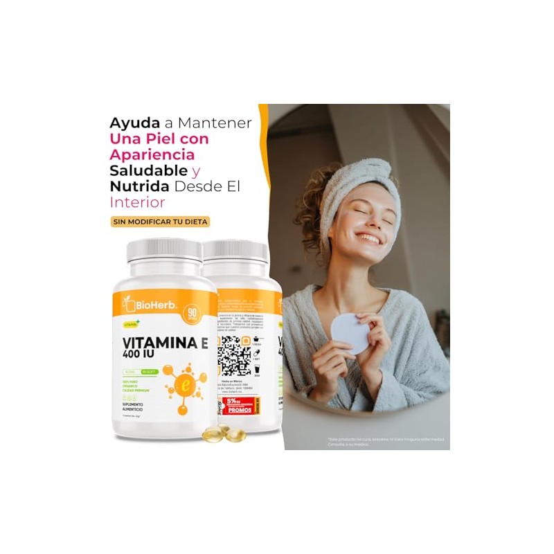 BioHerb® | Vitamina E 400 IU | Antioxidante, Apoyo al