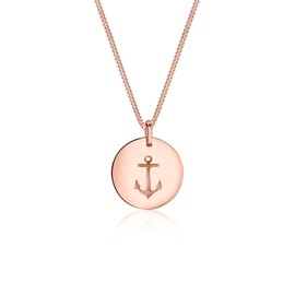 Elli Women's Necklace with Anchor Pendant Coin Maritime in 925 Silver, Silver