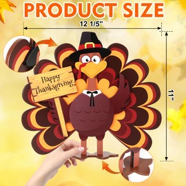 COCHIE Wooden Turkey Thanksgiving Decorations Indoor, Thanksgiving Table Decor, Farmhouse Fall Decorations for Home Office Party Shelf, Vintage Fall Tabletop Centerpiece Decoration (Turkey B)