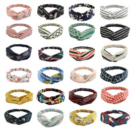 Headbands for Women, Elastic Printed Women's Headband: Stylish Hair Accessory for Yoga, Workouts, and More (24 PCS SET)