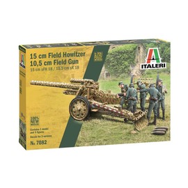 Italeri 7082S 1:72 15 cm FieldHowitzer/10.5 cm FieldGun, Model Building, Kit, Standing Model Building, Crafts, Hobby, Gluing, Plastic Kit, Detailed
