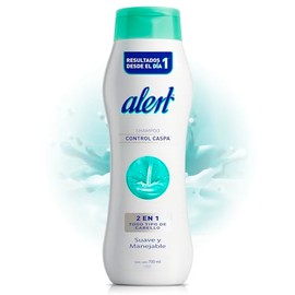 ALERT - Shampoo 2 en 1. Shampoo control caspa para un cabello suave y manejable para todo tipo de cabello. Botella con 700ml.