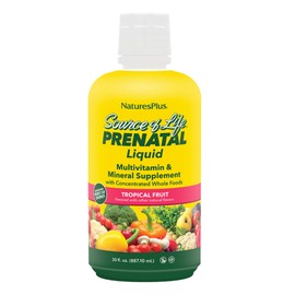 NaturesPlus Source of Life Prenatal Liquid, Tropical Fruit - 30 fl oz - Multivitamin & Mineral Supplement - Nutritional Support During Pregnancy - Gluten Free, Vegetarian - 30 Servings