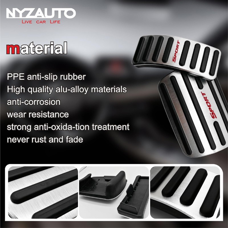 NYZAUTO Anti-Slip Foot Pedal Pads kit Compatible with A4 &