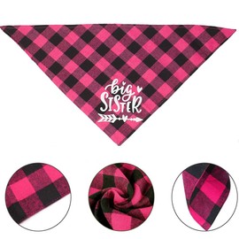 Dog Bandana Pregnancy Announcement, EYLEER Plaid Dog Bandana Scarf Big Brother Big Sister Pregnancy Announcement Pet Costume Accessories Gender Reveal Photo Booth Props Dog Bandana for Small Medium Large Dogs Cats and Other Animals (Pink Plaid)