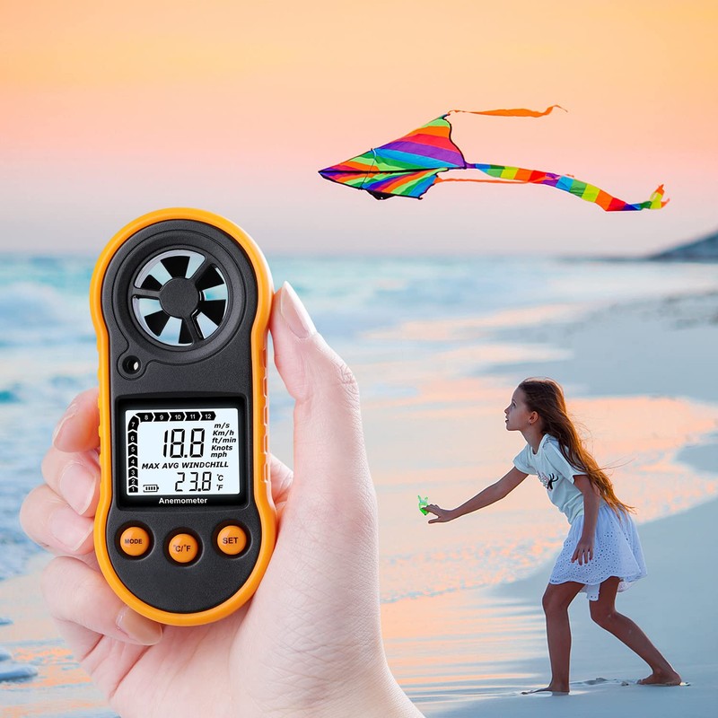 Digital Anemometer, RZ818 Handy Air Flow Meter High Precision Digital