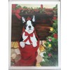 Boston Puppy in Stocking Holiday Note Cards
