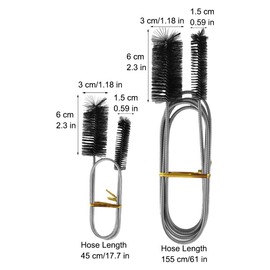 2Pcs Flexible Feeding Tube Cleaning Brush,Drain Cleaning Brushes, Double Head Drain Brush Pipes Flexible Nylon Stainless Steel Long for Sink Plumbing Straws Keyboards (Black)