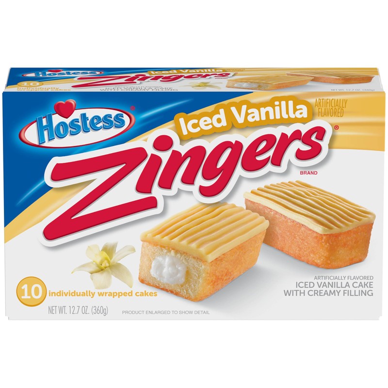 Hostess Zingers, Iced Vanilla, 10 Count (Pack of 6)