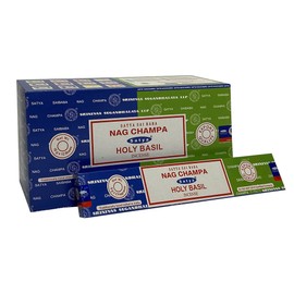 Giftbrit Nagchampa And Holy Basil Incense Sticks 16 Gram 12 Pack for Meditation, Yoga, Relaxation, Healing and Positivity