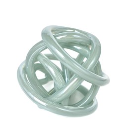 ORRFIDDY Glass Knot Orbit Hand Blown Glass Infinity Sculpture Teal Knot Decor Ball Home Decor Table Decoration Interio Art