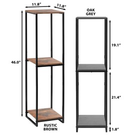 JEPRECO 46" Tall Plant Stand Indoor, 3-Tier Modern Plant Shelf, Corner Flower Pot Holder Organizer for Living Room Balcony Patio Garden (Oak Grey)