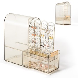 LAMU Jewelry Stand Holder with Cover,Classified Storage Organizer for Rings Necklace Earrings Bracelets,Waterproof & Dustproof Jewelry Stand Rack for Women