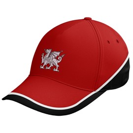 Purple Print House Welsh Supporter Embroidered Cap Y Ddraig Goch Cymru Rugby Wales Red Dragon Badge Hat, One Size, Red/Black