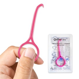 OrthoKey Clear Aligner Removal Tool - Hygienic Retainer Removal Tool - Invisible Removable Braces Grabber - Fits in Dental Cases or Aligner Case (Pink, 1-Pack)