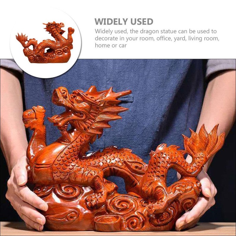 Baluue Creative Chinese Dragon Ornament Wooden Dragon Statue Decor for