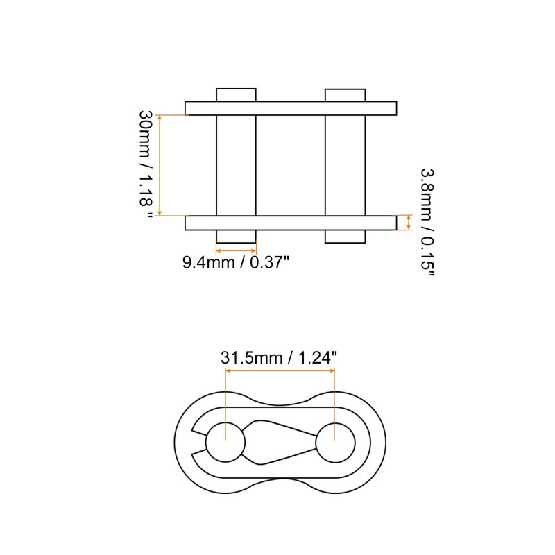 sourcing map 2Pcs #100H/ DIN/ISO 20AH Chain Master Connector Link