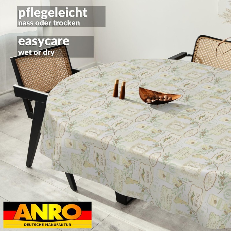 ANRO Oilcloth Tablecloth Wax Tablecloth Washable Garden Tablecloth Round Oval