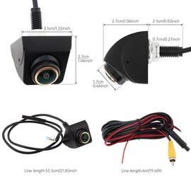 ePathChina Backup/Side View Camera, Waterproof IP68 Night Vision 1080P HD 170° Wide Angel Reverse Rear View Back up Camera with 6M Power Cable for Cars Pickup Trucks SUVs RVs Vans