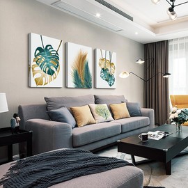 DZRWUBHS Large Framed Wall Art For Living Room Abstract Wall Decoration Art For Bedroom Kitchen Decor Leaves Wall Painting Modern Wall Pictures Artwork Office Canvas Prints Dining Room Home Decor