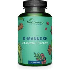 D-Mannose + Cranberry Vegavero ®, 100% natural, 2,000 mg per day, with vitamin C from acerola, vegan and without additives, 120 capsules
