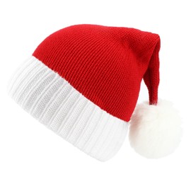 Kids Baby Knitted Santa Hat Warm Christmas Beanie Knit Hat for Unisex Toddler Newborn Infant Xmas Holiday Party Supplies Red and White