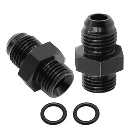 Vkinman 2Pcs 6AN Flare To 6AN ORB Male Fuel Rail Adapter Fitting Aluminium O-Ring Fitting Adapter for Fuel Line Hose Black