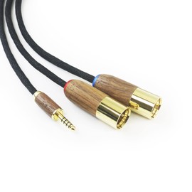 NewFantasia 4.4mm Balanced Male to 2 XLR Male Audio Adapter Cable 6N OCC Copper Silver Plated Cord Walnut Wood Shell 4.4mm to 2 XLR Balanced Cable 1.5m/4.9ft/59inches