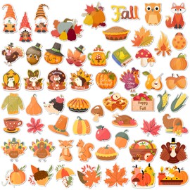 Suncalla 60 Pcs Fall Pins Bulk Acrylic Lapel Pins Pumpkin Turkey Maple Leaf Cute Halloween Brooch Gifts for Bags Hats Clothes(Fall)