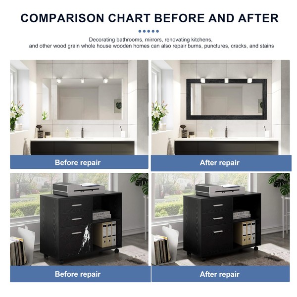 TIANLDD TIANLDD 27 FT Wood Grain Wallpaper Border, Removable Waterproof