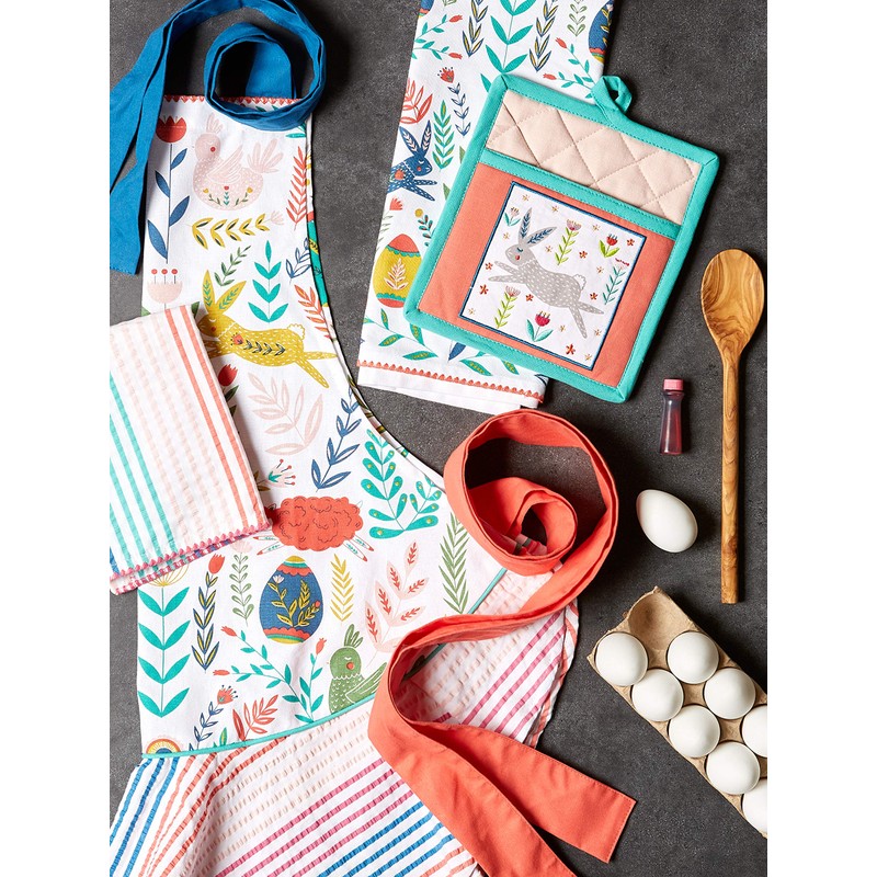 DII Easter Folk Collection, Springtime Kitchen, Dishtowel Set, Easter Garden,