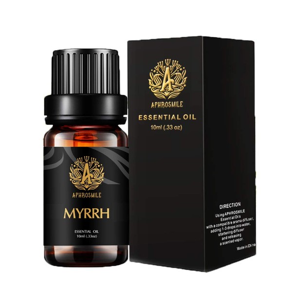 Aphrosmile Myrrh Essential Oil - 100% Pure Myrrh Oil, Organic Therapeutic-Grade Aromatherapy Essential Oil 10mL/0.33oz
