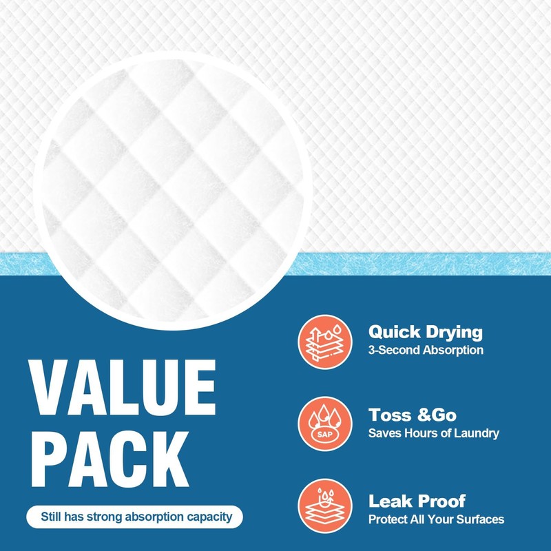 MILDPLUS 100 Count Disposable Bed Pads 30''X36'', Super Absorbent Underpads