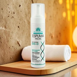 AGAVEDERM Espuma Facial con Extracto de agave, Vitaminas A, B, C, 200ml, Limpieza Profunda, Purificante