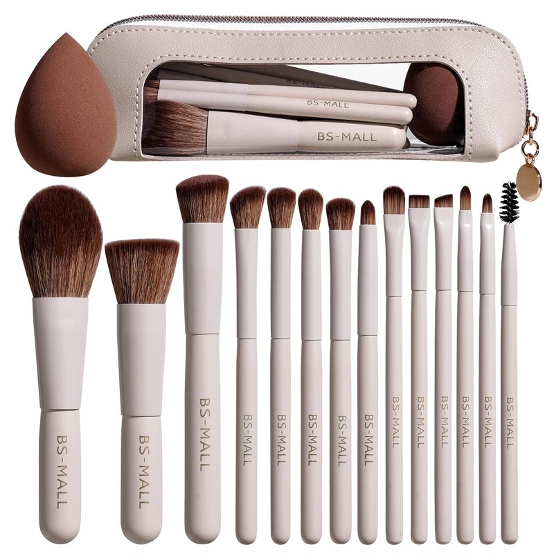 BS-MALL Juego de 14 brochas de maquillaje con 1 esponja: