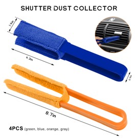 BWBWND 4 PCS Car Blinds Duster, Window Blind Cleaner Duster Brush with Removable Microfiber Sleeves, Multifunction Cleaning Tool for Auto Shutter Air Conditioner Vents Keyboard
