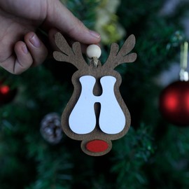 26-Pieces-Christmas-Stocking-Tags-Letter,-Retro-Reindee-Name-Ornament,-Boho-Retro-Reindeer-Christmas-Ornament-Stocking-Hanger-,Ornament-Christmas-Decorations-for-Tree (H)