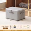 Foldable Storage Box with Lid - Durable Beige Checkered Organizer