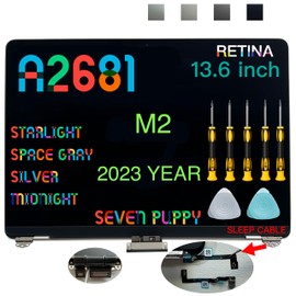 Seven Puppy Replacement for Mac14,2 MacBook Air 13.6" M2 2022 A2681 EMC 4074 13.6 inches 2560x1664 Full LCD Screen Display Complete Assembly (Starlight)