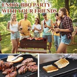 KERLIN Grill Mat Set of 6-100% Non-Stick Reusable Mats for Gas, Charcoal or Electric Grills - Easy to Clean - 15.75 x 13-Inch, Black