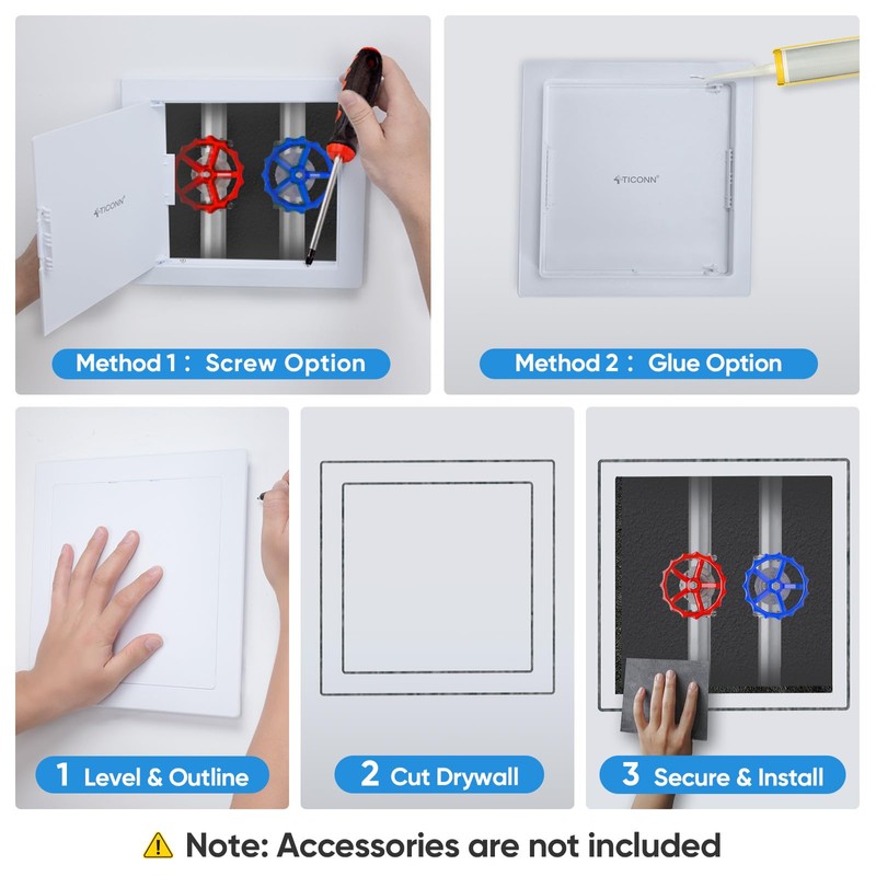 TICONN Access Panel for Drywall, 8 x 8 Inch ABS