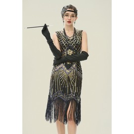 BABEYOND 1920s Accessories Set Women's Gatsby Costume Accessory Set Including Headband Necklace Gloves