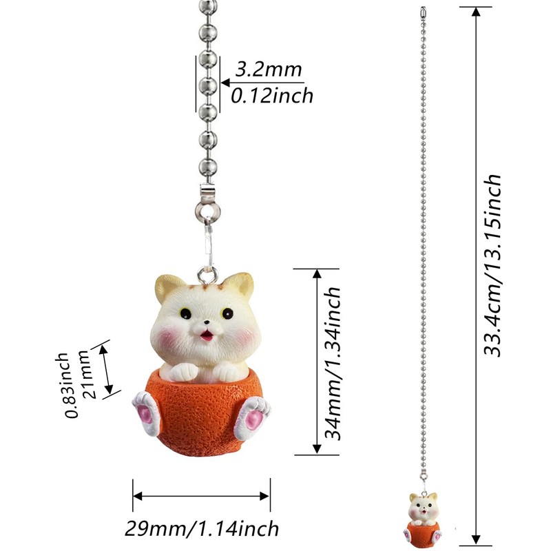 Ceiling Fan Pull Chain Set, 12 Inch Cute Cat Ceiling