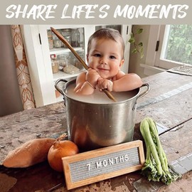 Small Felt Letter Board with Letters and Numbers, Message Board W/Oak Frame, 10 x 3.5 Inches, Changeable Letter Board, Includes 150 3/4 Inch White Plastic Letters for Signs, Gray Felt Letter Board