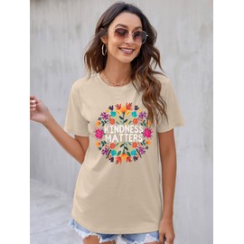 Teacher Shirts for Women Be Kind Shirt Kindness Shirts Mental Health Tshirt Boho Floral Graphic Tee Inspirational Tops