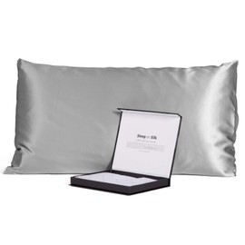 Fishers Finery 30mm 100% Pure Mulberry Silk Pillowcase, Good Housekeeping Quality Tested (Gray, Standard)