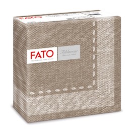 FATO - Trockene Papierservietten, Airlaid, Textileffekt, Packung mit 50 Servietten, Format 40x40, 4-fach gefaltet, Kaschmir-Kaffee-Dekor